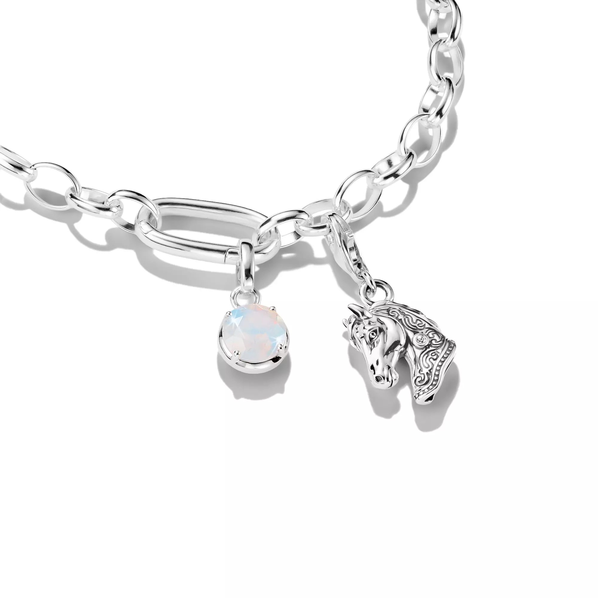 Thomas Sabo Connect - Good Luck Rodeo Charm Pferdekopf - Silber geschw. & Zirkonia - Weiß - Charm mit Öse – Ansicht 2