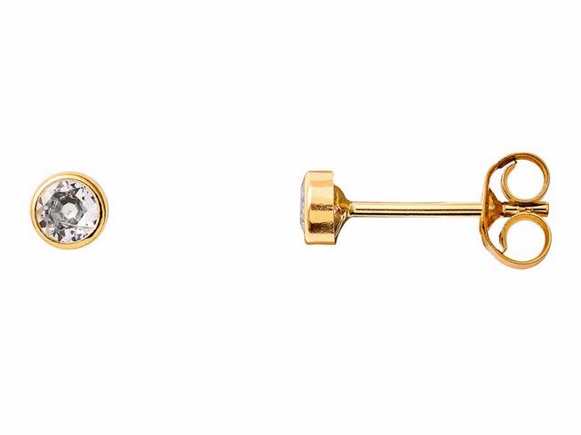 Gelbgold 585 Ohrstecker von Xenox mit polierter Oberfläche und Zirkonia. Elegantes Design für jeden Anlass, ideal als edler Ohrschmuck.