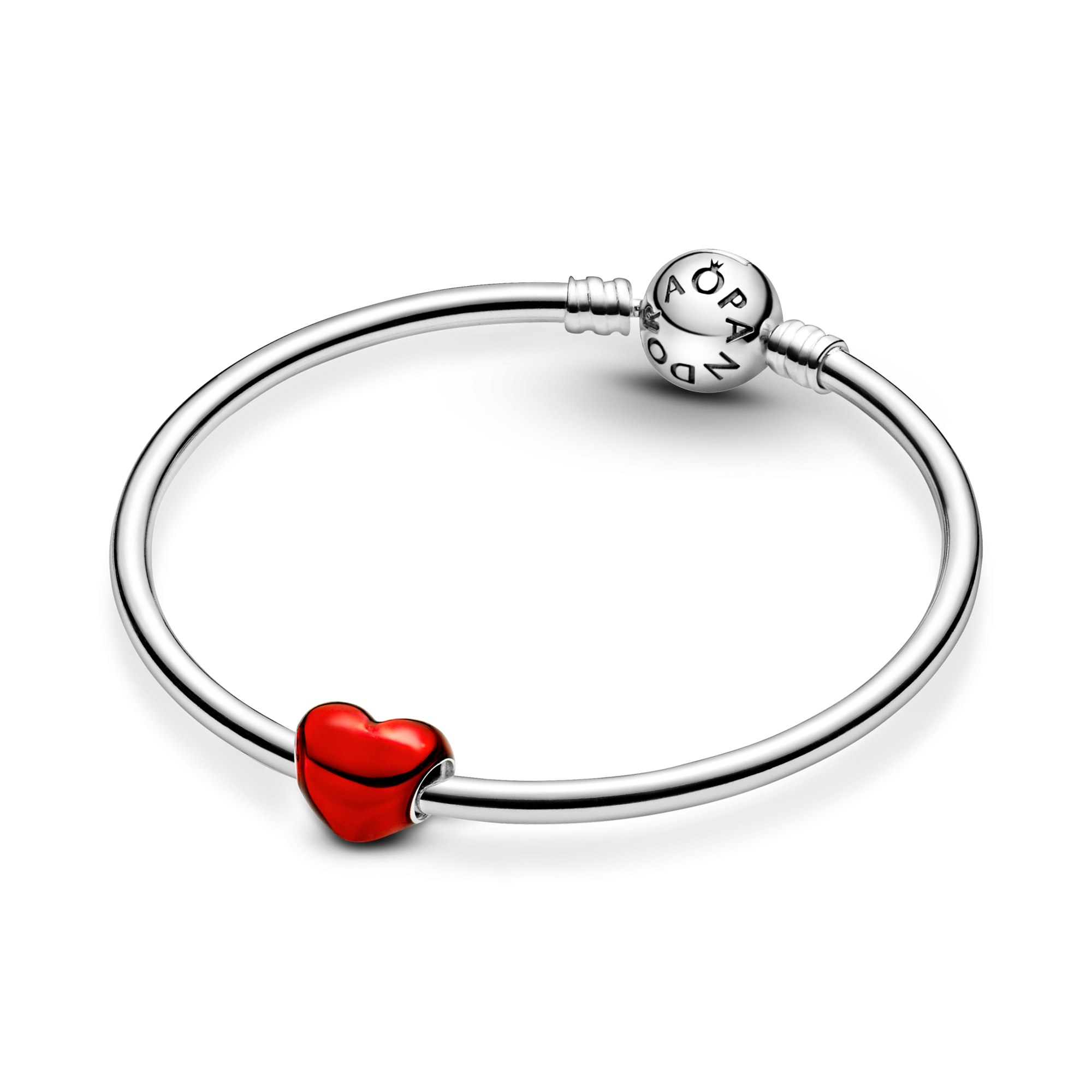 Pandora Metallic Herz Charm ROT - Silber & Emaille – Ansicht 4