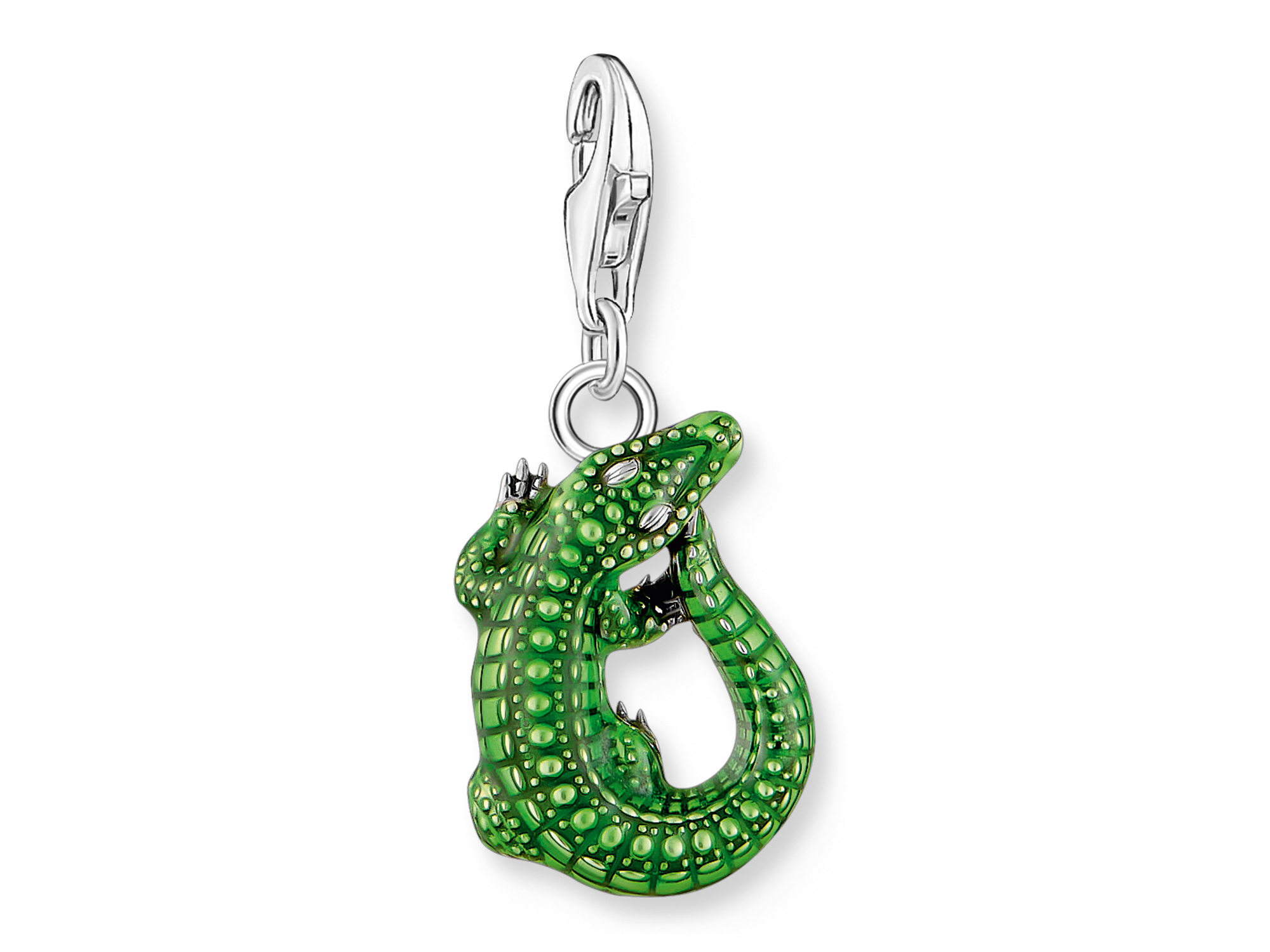 Bunt gestalteter Charm-Anhänger in Form eines Krokodils aus der Kollektion As We Are von Thomas Sabo, aus Silber und farbiger Emaille, perfekt für individuelle Schmuckstücke.