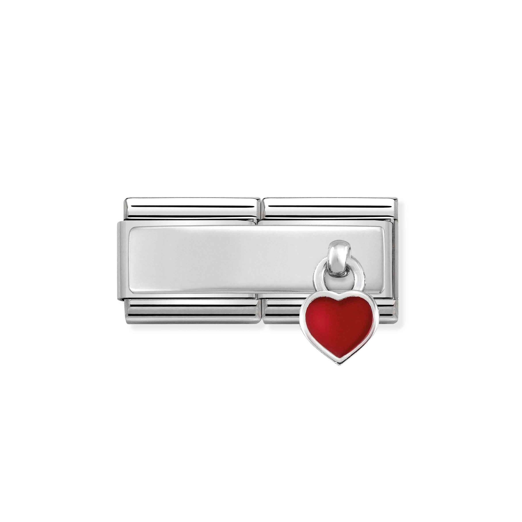 Nomination Composable Classic Charm Herz rot - Edelstahl, Sterling Silber, Emaille