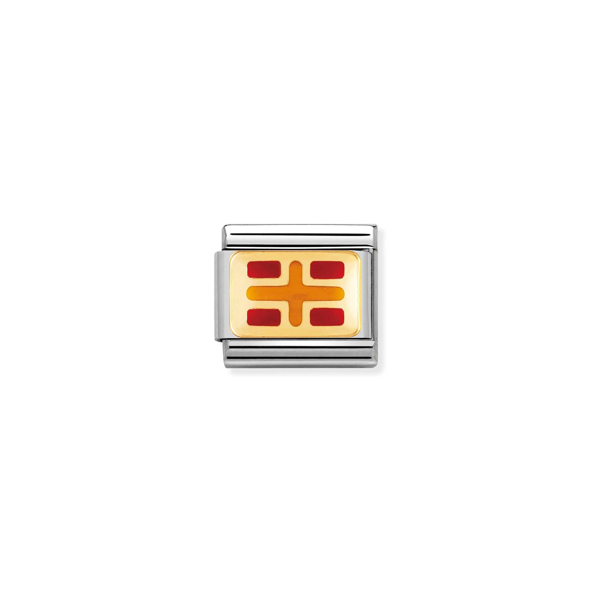 Nomination Composable Classic Charm Flaggenalphabet R - Edelstahl, Gold 750 Gelbgold, Emaille