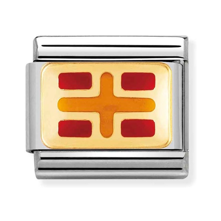 Nomination Composable Classic Charm Flaggenalphabet R - Edelstahl, Gold 750 Gelbgold, Emaille