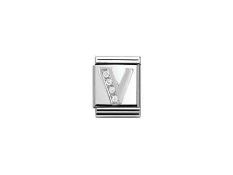 Nomination Big Buchstabe Sterling Silber mit Zirkonia V 332301 22, Hersteller Nomination, eleganter silberner Anhänger mit funkelnden Zirkonia-Steinen für persönlichen Schmuck.