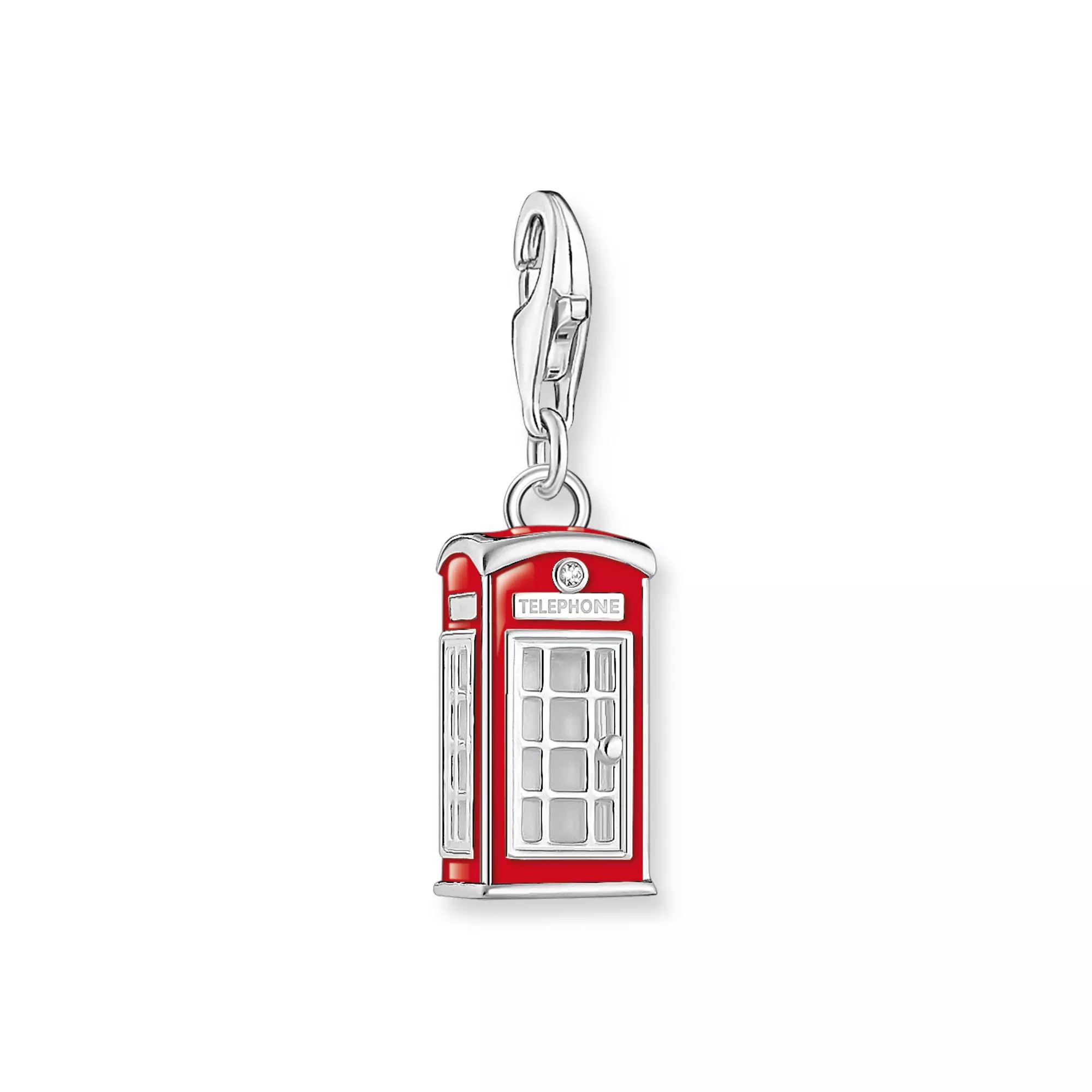 Thomas Sabo Charm-Anhänger - LONDON Telefonhäuschen - Silber & Emaille & Zirkonia - Rot