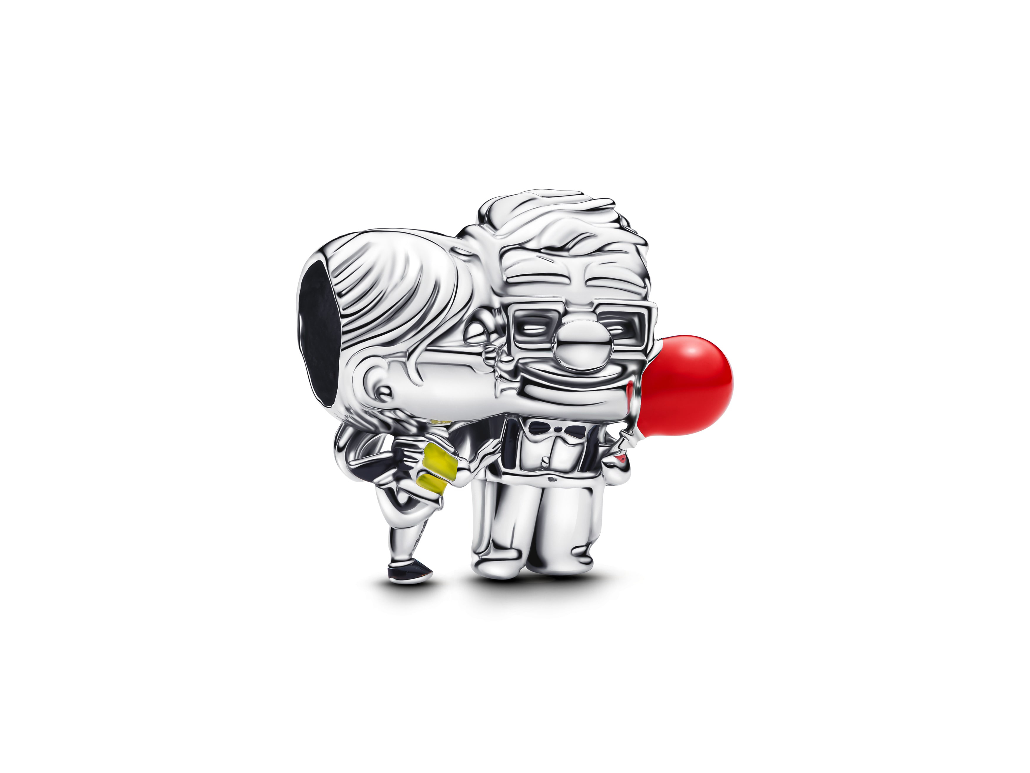 Pandora 793649C01 - Disney Up Carl & Ellie Charm aus Silber & rotem - schwarzem & gelbem Emaille Charm aus Silber, das Carl und Ellie aus Disney Up zeigt, mit rotem Ballon und bunten Details in rot, schwarz und gelb, von Pandora, Neuheit.