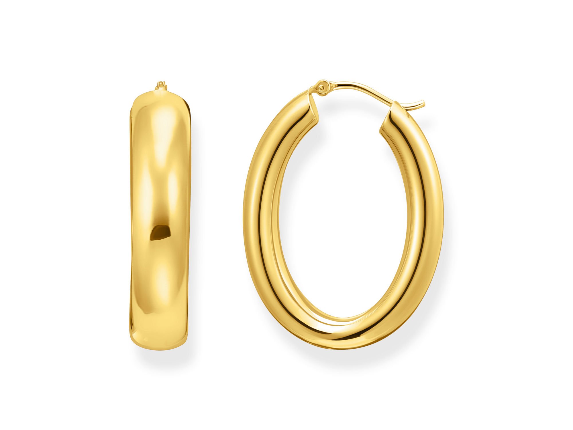 Thomas Sabo CR739-413-39 HOOP EARRINGS Creolen - Silber + 750er Vergoldung - Zwei elegante Creolen aus Silber mit 750er Vergoldung, die verschiedene Formen kombinieren und glänzend poliert sind, ideal für einen stilvollen Auftritt.