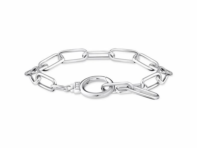56972117-0 Elegantes Gliederarmband von Thomas Sabo, Modell A2133-051-14-L19, aus Silber mit Zirkonia in Weiß, ideal als stilvolle Verzierung für jedes Outfit.
