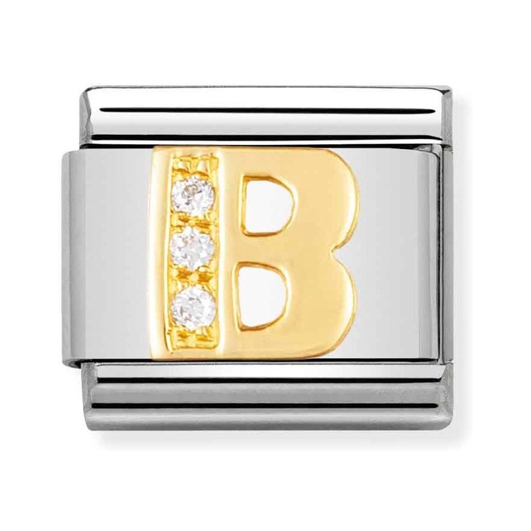 Nomination Composable Classic Charm Buchstabe B - Edelstahl, Gold 750 Gelbgold, Zirkonia