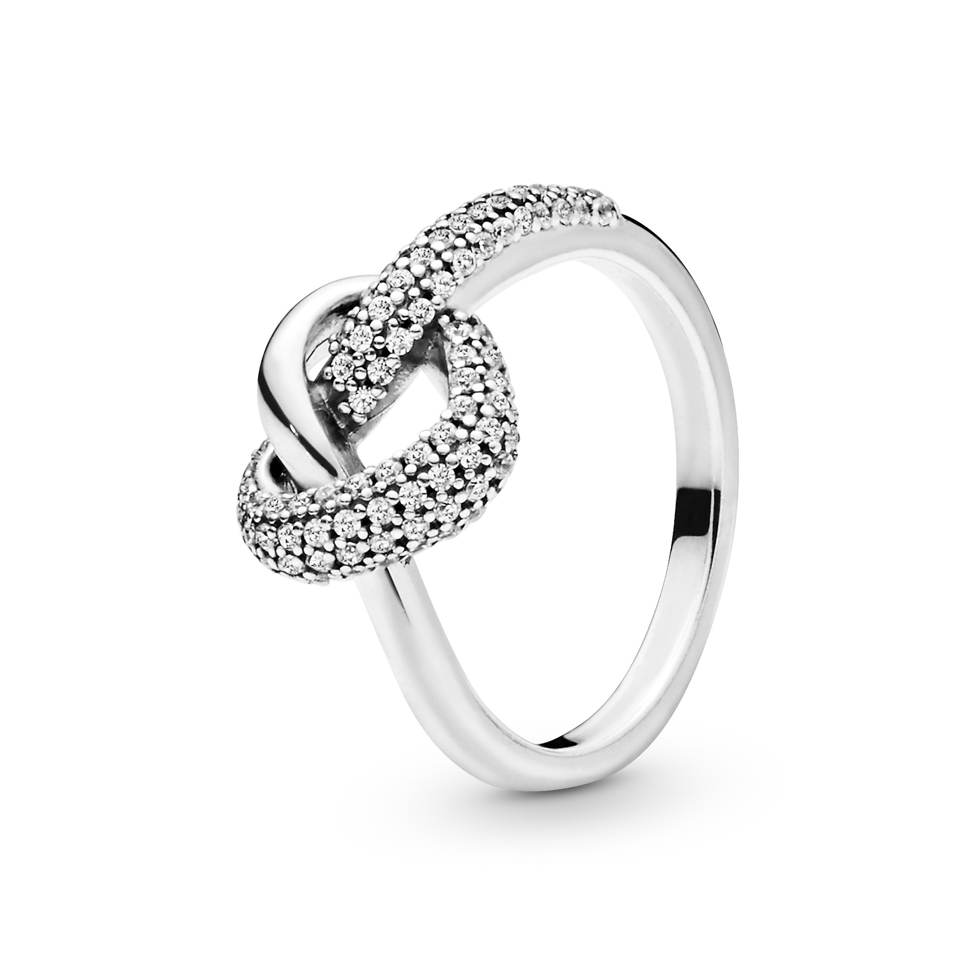 Pandora 48 Knotted heart Zirkonia - Herz Silberring - Gr. 48