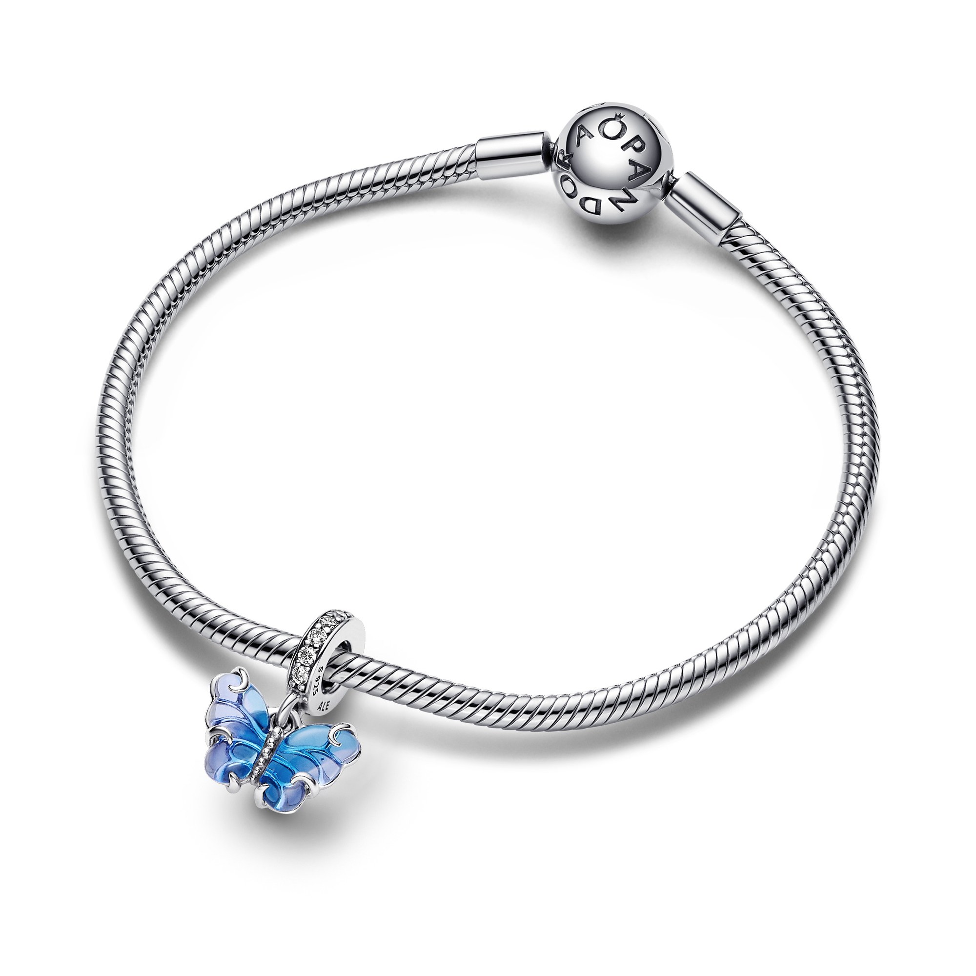 Pandora Blauer Murano-Glas Schmetterling Charm-Anhänger - Sterling Silber Ansicht 3 – Ansicht 3