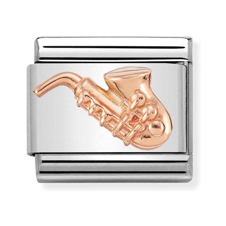 Nomination Composable Classic Charm Saxofon - Edelstahl, Gold 375 Roségold