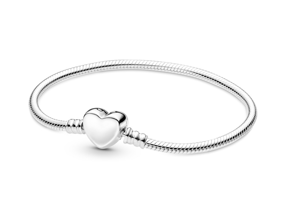Pandora 599206C00-16 Armband aus Silber mit gewölbtem Herz als Verschluss, 16 cm lang, edles Design für stilvolle Anlässe. Ideal für individuelle Charm-Kreationen.