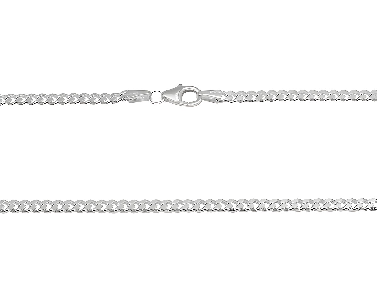 Silberkette aus 925 Sterling Silber im Panzermuster mit einer Länge von 80 cm und einer Stärke von 2,7 mm, hergestellt von Juwelier Harnisch.