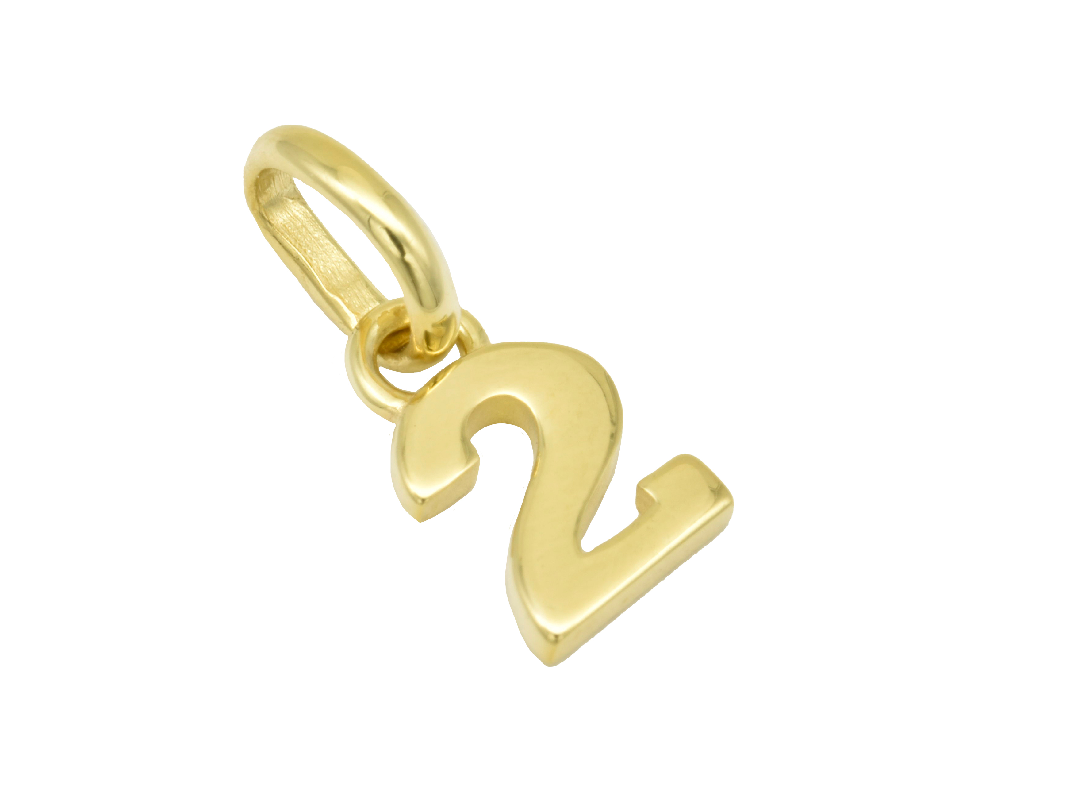 Gold Anhänger Zahl 2 aus 585 Gelbgold, poliert, symbolisiert Glückszahlen. Stilvolles Design, ideal für persönliche Schmuckstücke, hergestellt von Juwelier Harnisch.