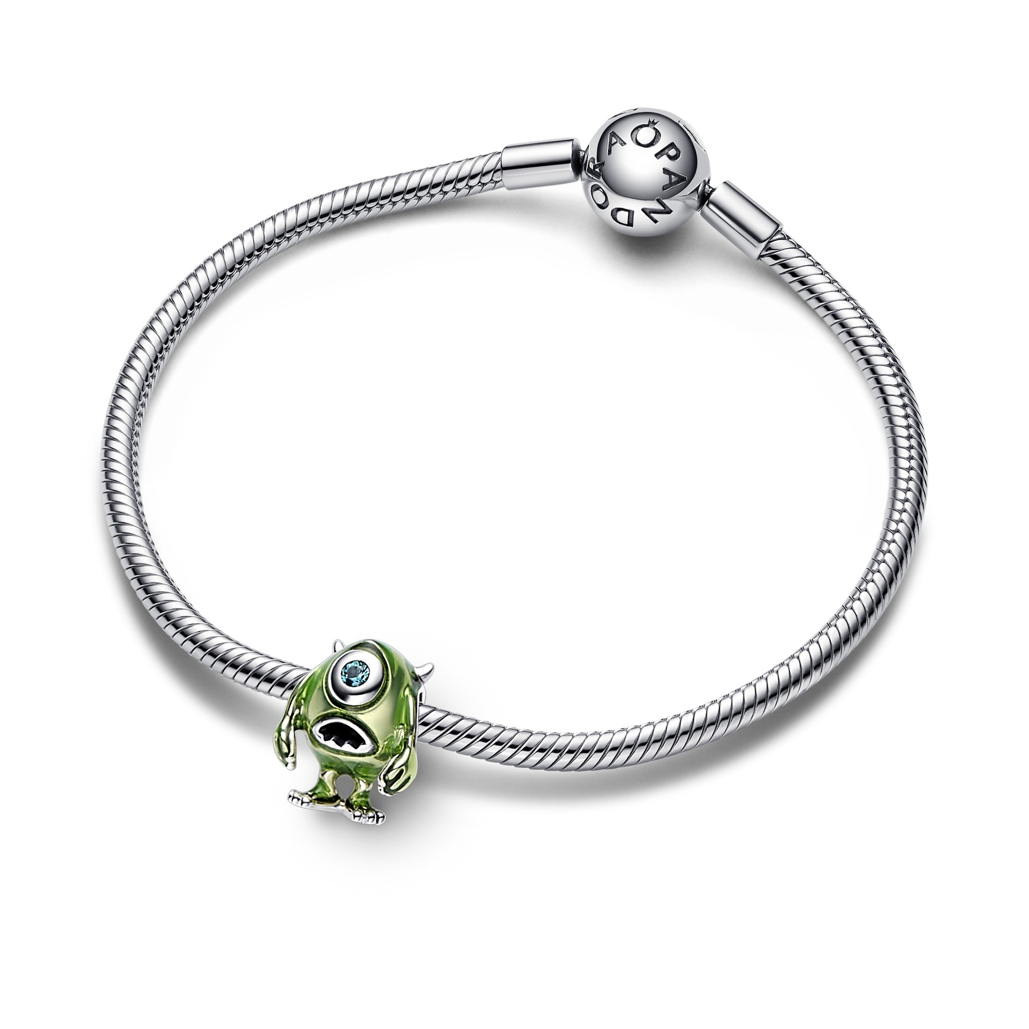 Pandora Disney Pixar Mike Glotzkowski Charm - Sterling Silber - Crystal + Emaille Grün Ansicht 3 – Ansicht 3