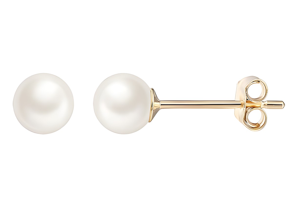Gelbgold 585 Ohrstecker von Xenox, poliert mit echten Perlen, elegantes Design für stilvollen Ohrschmuck. Perfekt für jeden Anlass und zeitlos schön.