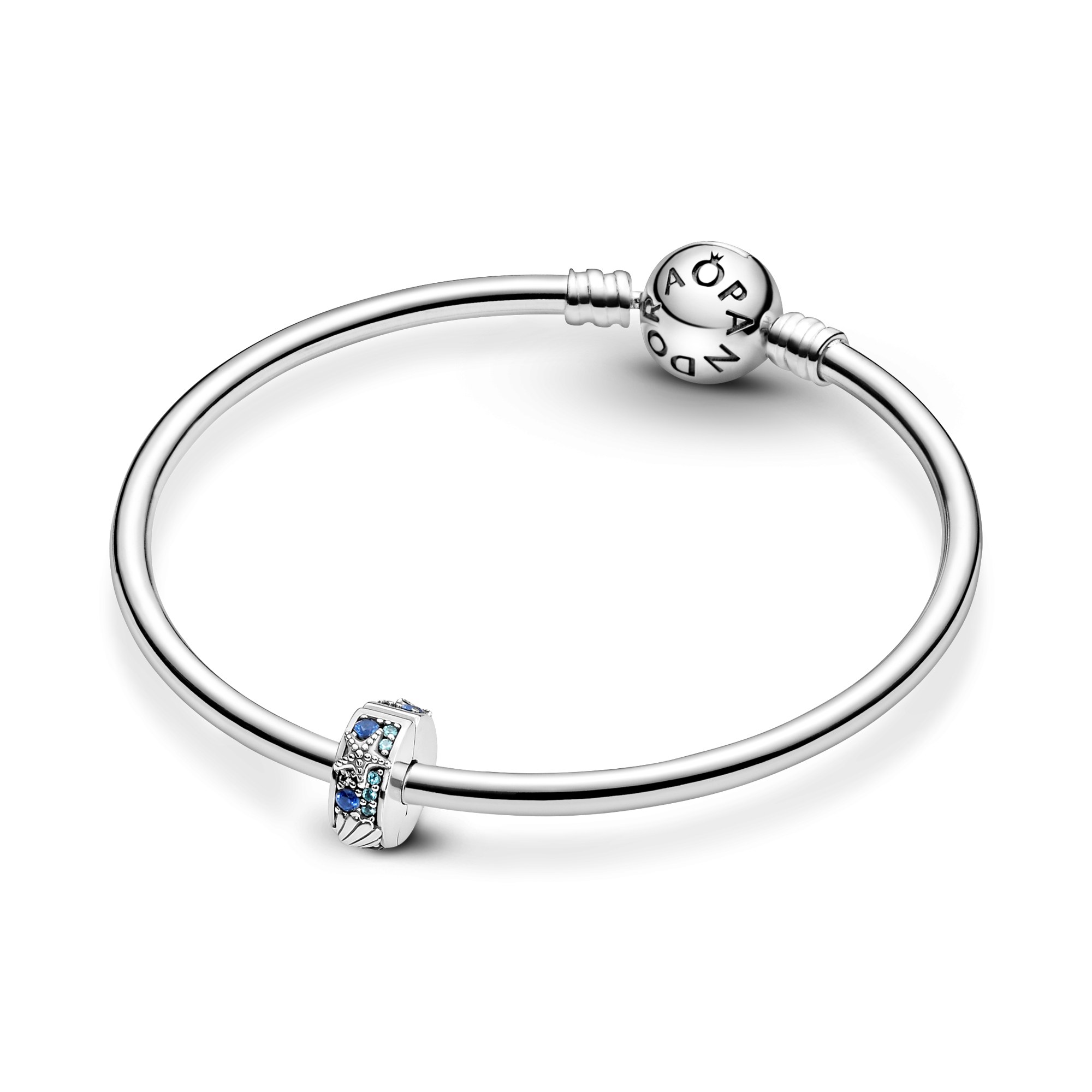 Pandora Tropischer Seestern & Muschel Clip-Stopper-Charm - Sterling Silber Crystal Blau – Ansicht 5