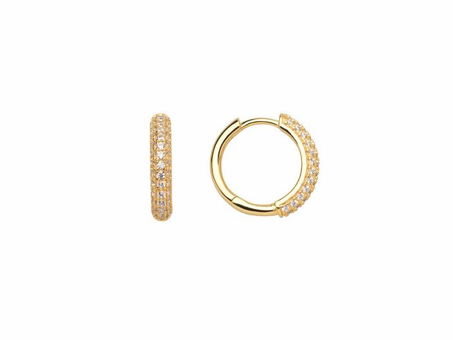 Xenox Sterling Silber Ohrringe XS2288G SUNRISE in Gelbgold Vergoldung mit funkelnden Details, elegant und zeitlos, idealer Ohrschmuck für den besonderen Anlass.