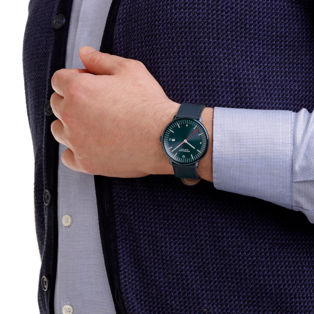 Mondaine Uhr - Doppio - Blau - 41 mm – Ansicht 3