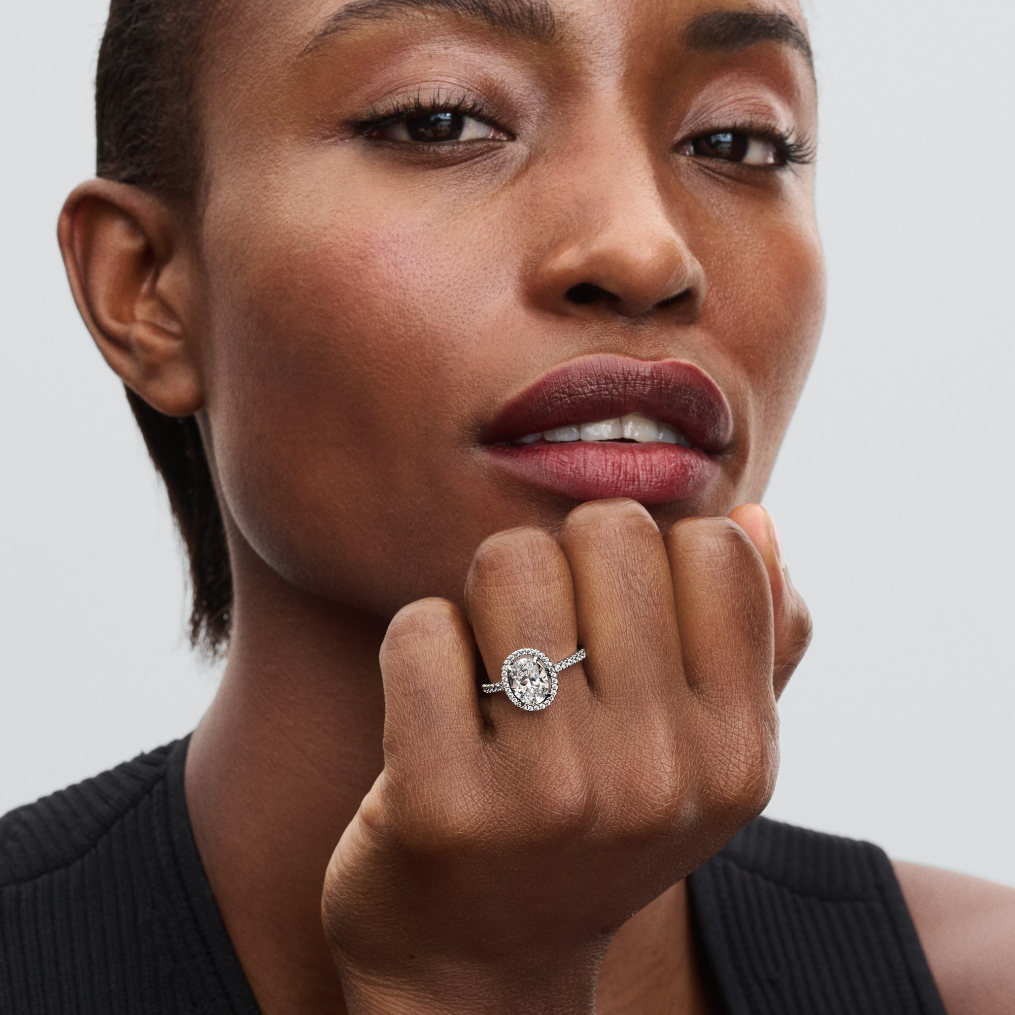 Pandora Ring - funkelnder Halo-Statement-Ring - Sterling Silber - Zirkonia – Ansicht 4