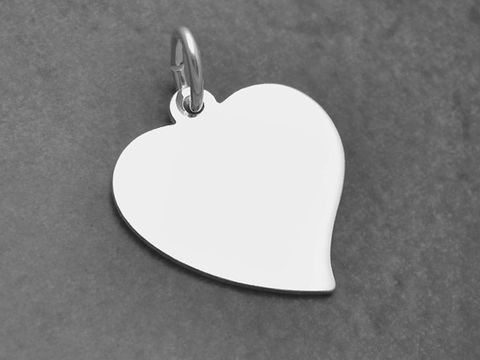 Gravurplatte Herz seidenmatt aus Sterling Silber Anhänger, Hersteller Juwelier Harnisch, schlichtes Design, ideal zum persönlichen Gravieren oder als Schmuckstück.