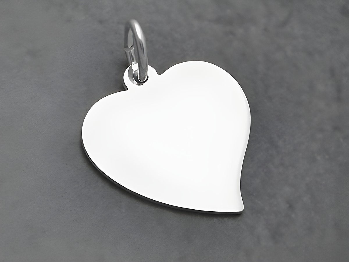 Gravurplatte Herz seidenmatt aus Sterling Silber Anhänger, Hersteller Juwelier Harnisch, schlichtes Design, ideal zum persönlichen Gravieren oder als Schmuckstück.