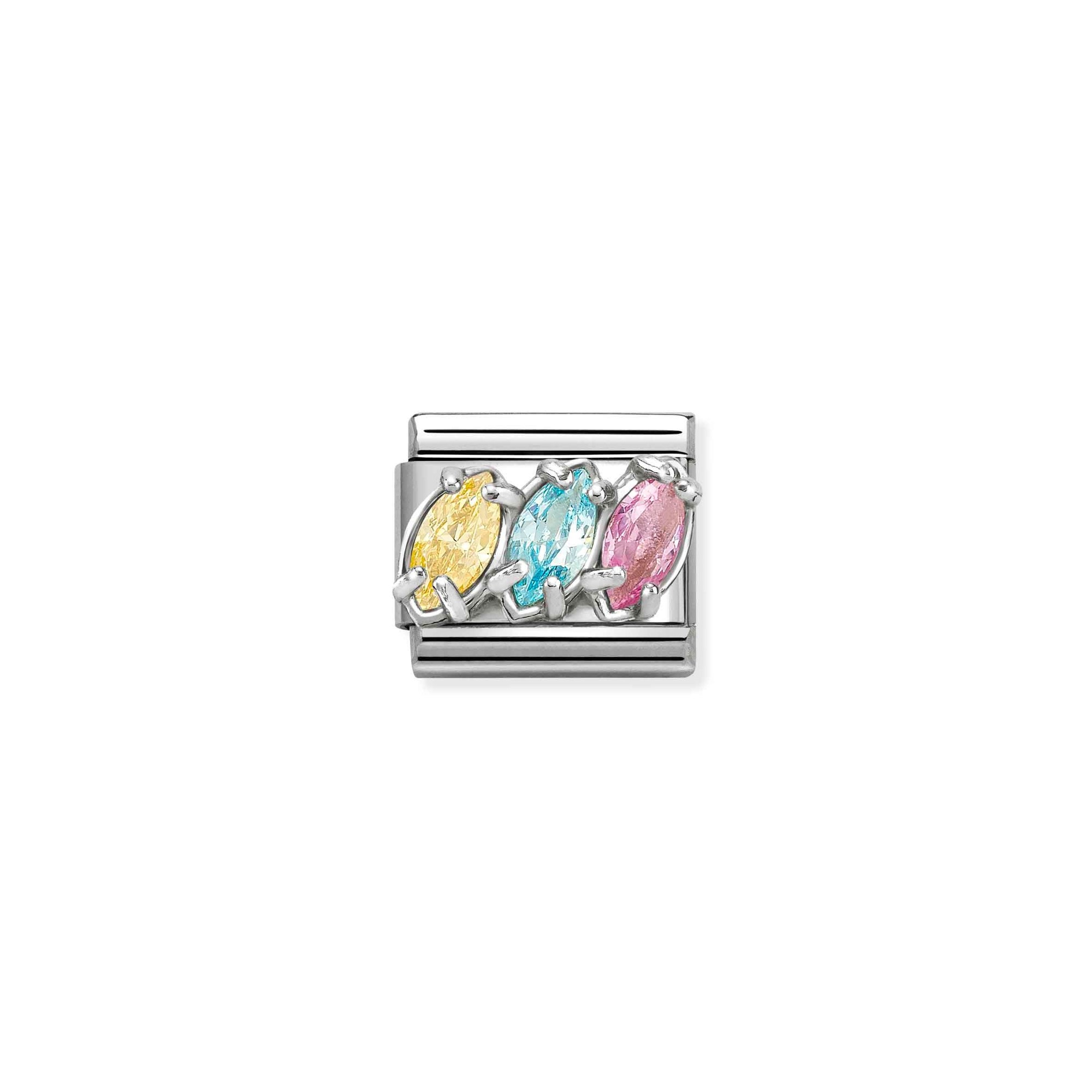 Nomination Composable Classic Charm Trilogy gelb-hellblau-rosa - Edelstahl, Sterling Silber – Ansicht 2