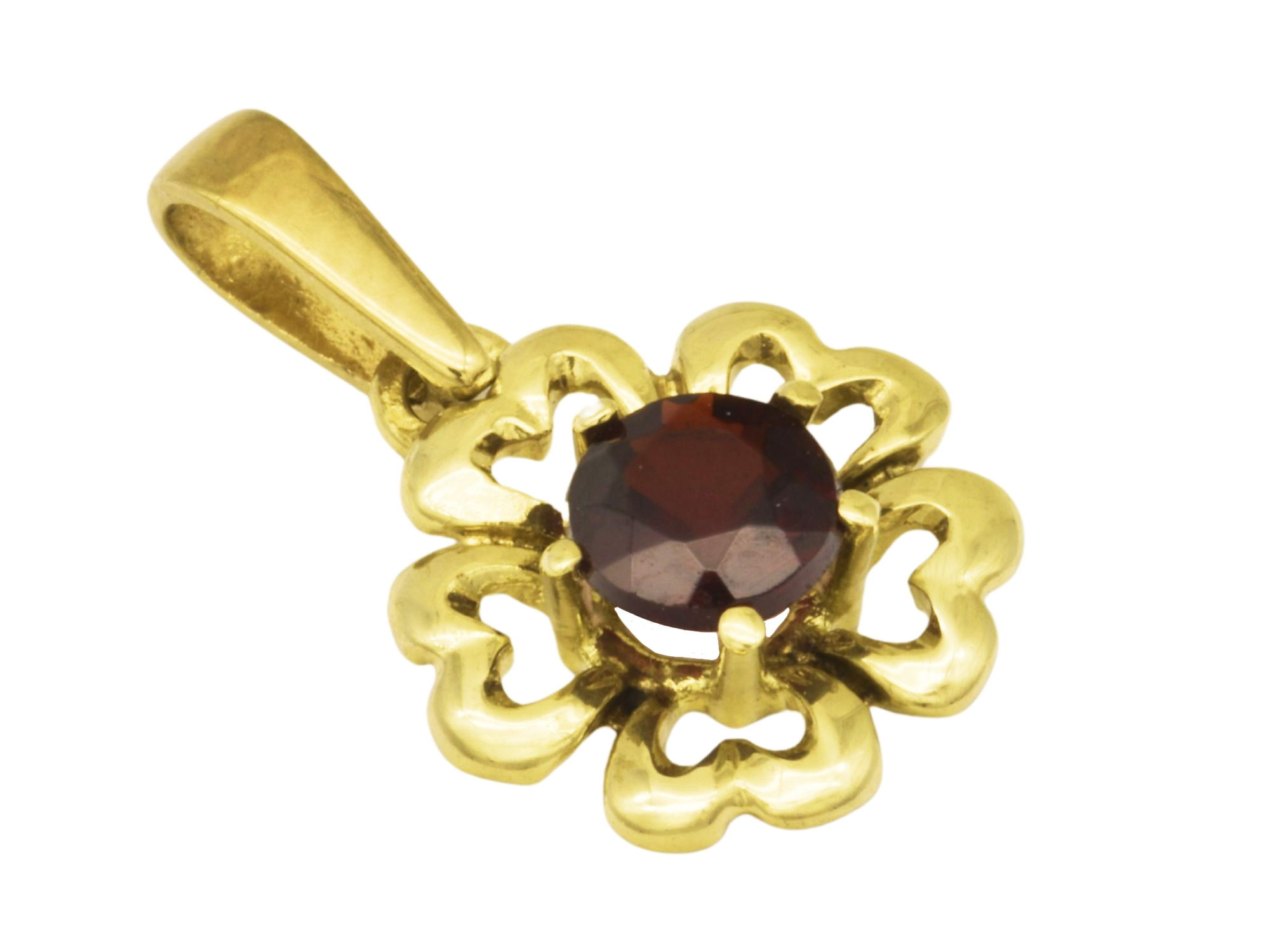 Anhänger Gold Granat - Gelbgold poliert - Granat Rot