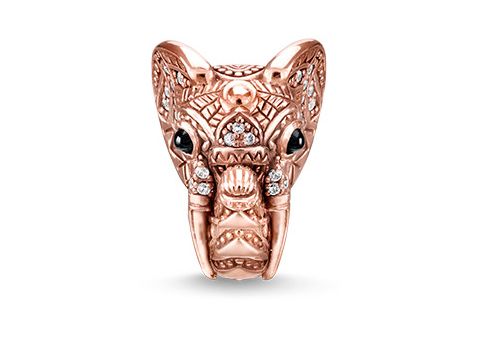 Thomas Sabo Karma Bead K0266-527-40 Elefant aus roségoldfarbenem Metall mit filigranen Details und Steinen. Elegantes Design, ideal für charmante Armbänder.
