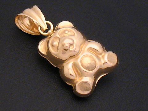 Gold 585 Anhänger in Form eines Teddybären, hergestellt von Juwelier Harnisch, ideal als Schmuckstück oder Geschenk für Tierliebhaber.