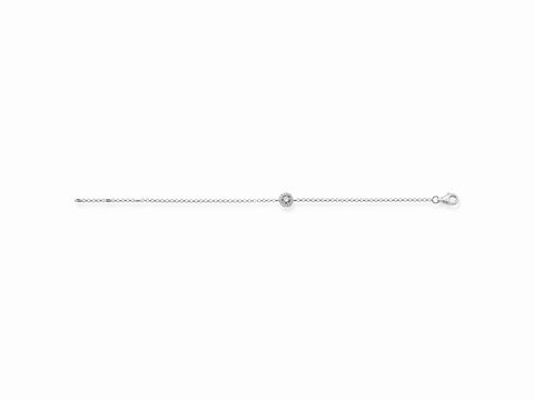 Längenverstellbares Thomas Sabo Armband aus 925 Sterling Silber mit einem weißen Zirkonia-Kreis, ideal für eleganten Schmuck.