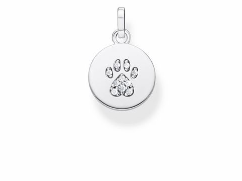 Thomas Sabo PE882-643-14 Anhänger aus Silber mit einem weißen Pfotenabdruck-Design, verziert mit funkelnden Zirkonia-Steinen, ideal für Tierliebhaber und Schmuckliebhaber.
