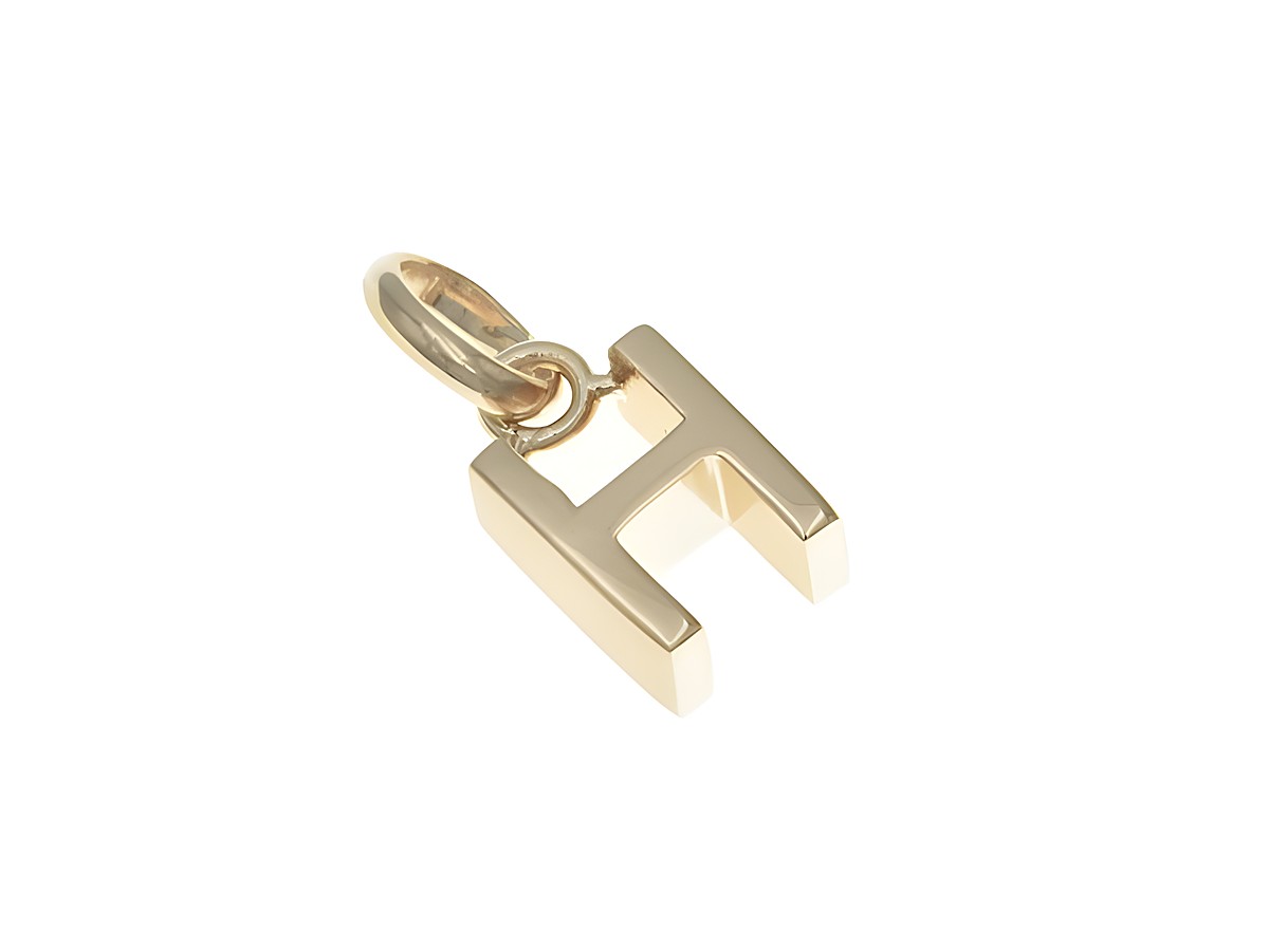 Anhänger aus poliertem Sterlingsilber, Buchstabe H in Roségold, Hersteller Juwelier Harnisch, elegant und modern gestaltet, ideal als persönliche Note oder Geschenk.