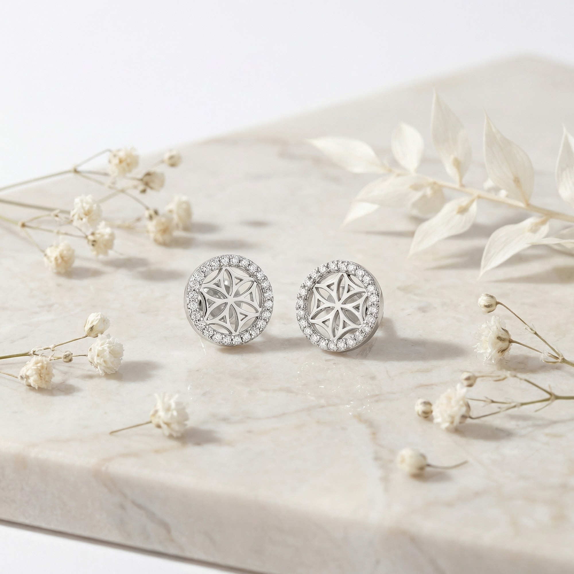 Engelsrufer LEBENSBLUME Ohrstecker mit Zirkonia - Silber rhodiniert 10 mm – Ansicht 4