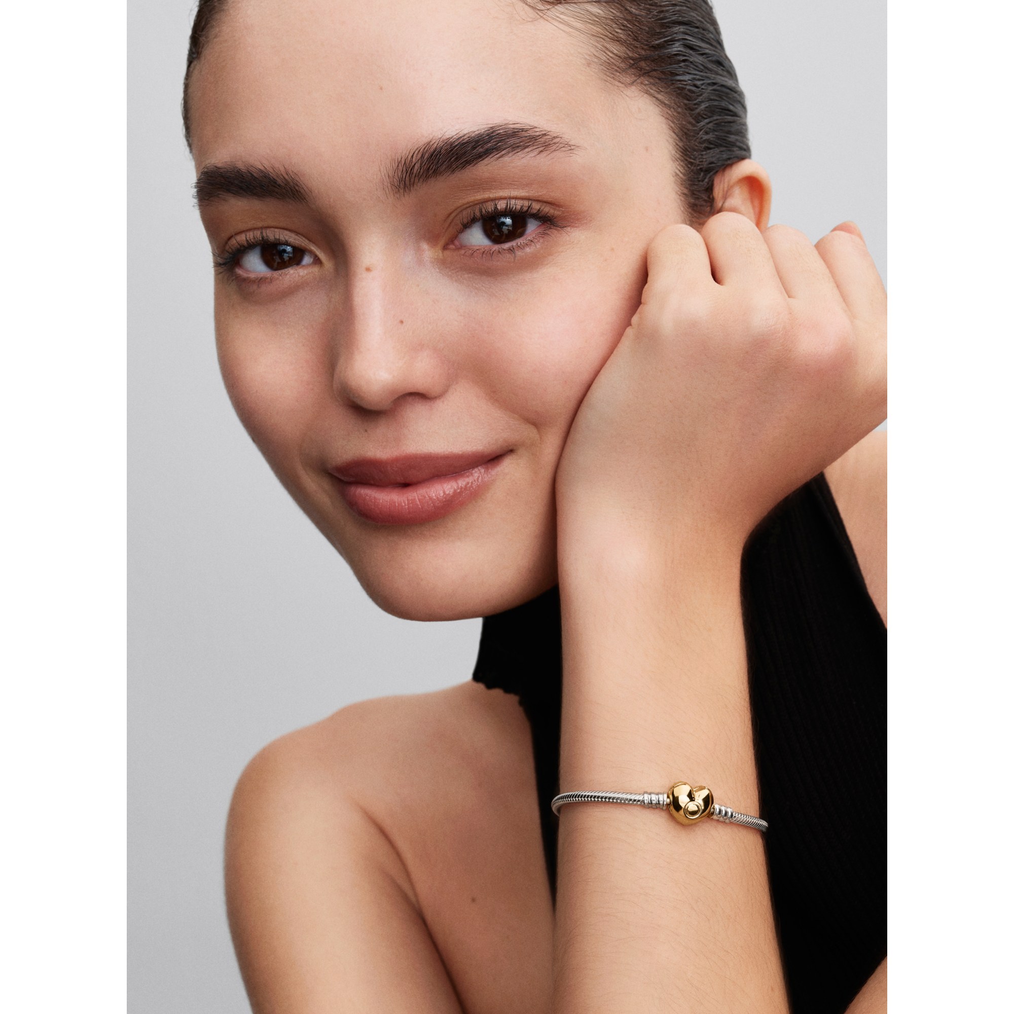 PANDORA Armband Silber - Gelbgold Herzverschluß – Ansicht 3