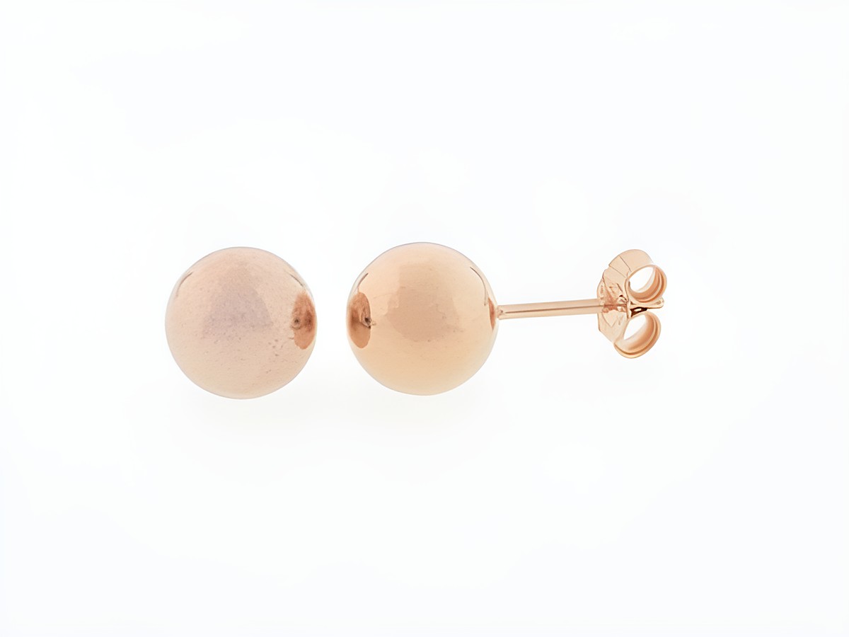 Silber Ohrringe Kugel Silber rosé vergoldet mit einem Durchmesser von 8 mm als Stecker ohne Stein vom Hersteller Juwelier Harnisch.