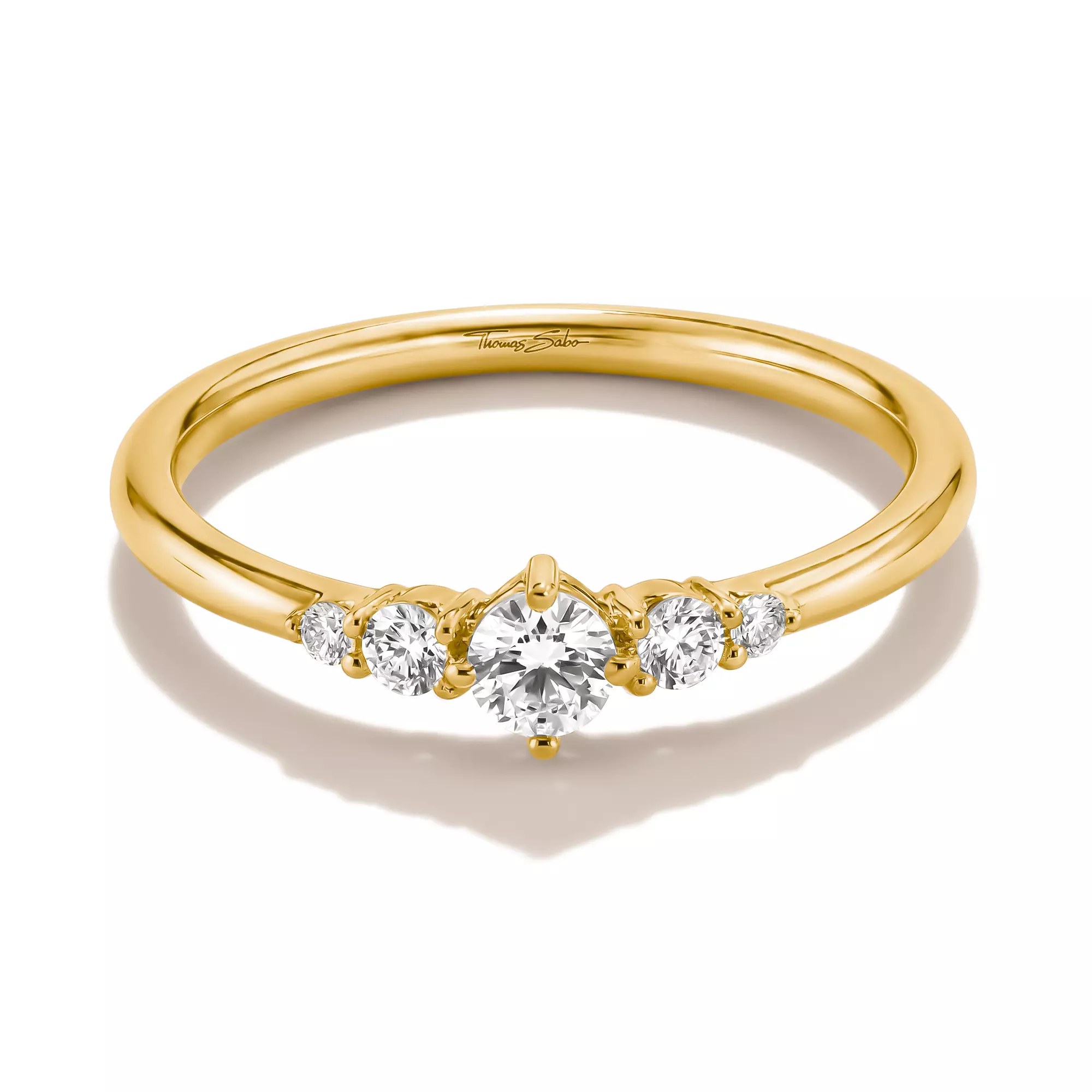 Thomas Sabo Ring mit weißem Zirkonia – vergoldet – 4 mm hoch – Ansicht 2