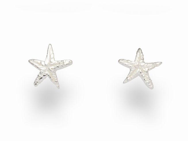 DUR Schmuck S1481 Sterling Silber Ohrringe in Form von Seesternen, elegante Ohrstecker mit feiner Textur und glänzender Oberfläche, ideal für den Alltag und besondere Anlässe.