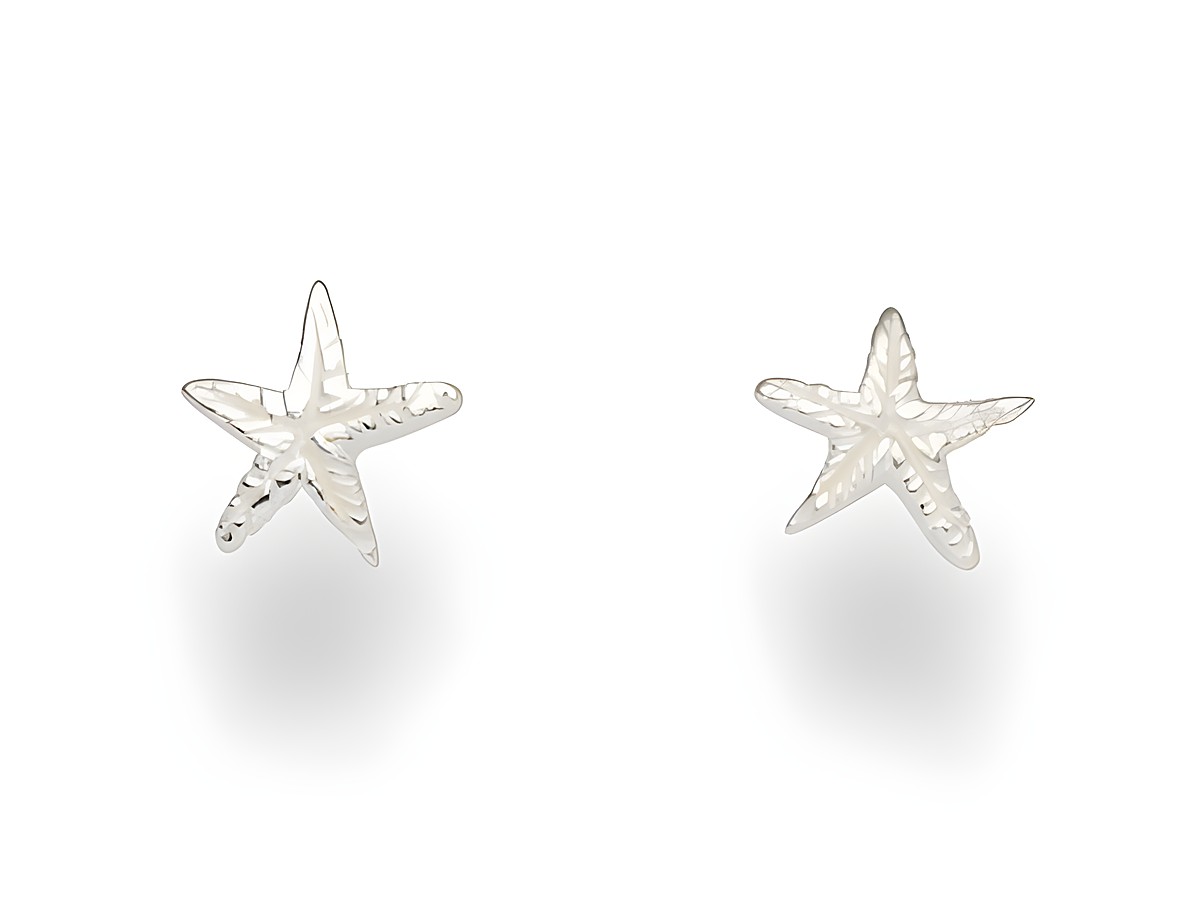 DUR Schmuck S1481 Sterling Silber Ohrringe in Form von Seesternen, elegante Ohrstecker mit feiner Textur und glänzender Oberfläche, ideal für den Alltag und besondere Anlässe.