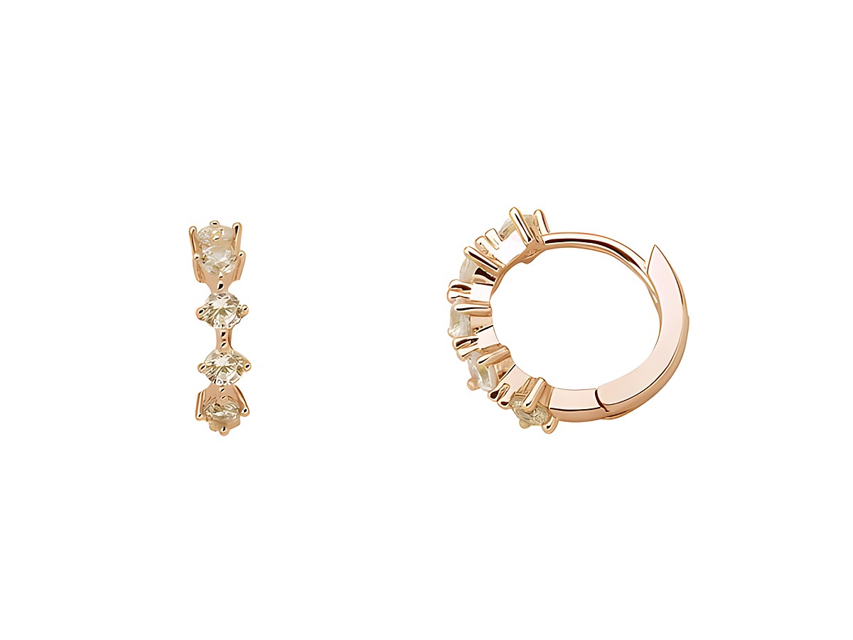 Xenox Sterling Silber Ohrringe XS2039R in Roségold mit funkelnden Steinchen, elegant und modern gestaltet, ideal für besondere Anlässe oder den Alltag.