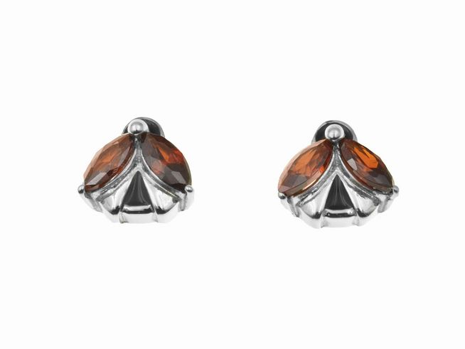 Funkelnde Marienkäfer Ohrringe aus Sterling Silber, rhodiniert, für Kinder, mit dekorativem Design und glänzenden Steinen in warmen Farbtönen, stilvoll und verspielt.