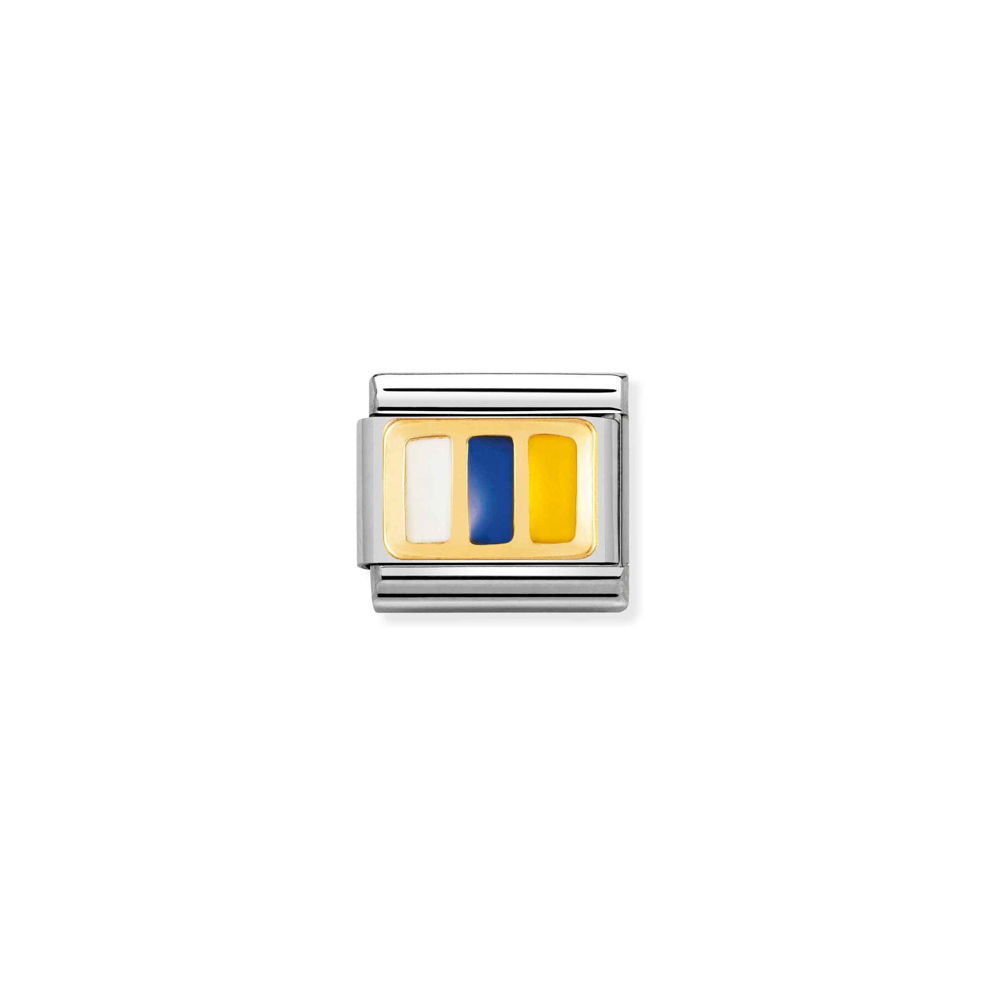 Nomination Composable Classic Charm Fahne Kanarische Inseln - Edelstahl, Gold 750 Gelbgold, Emaille