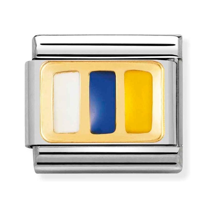 Nomination Composable Classic Charm Fahne Kanarische Inseln - Edelstahl, Gold 750 Gelbgold, Emaille