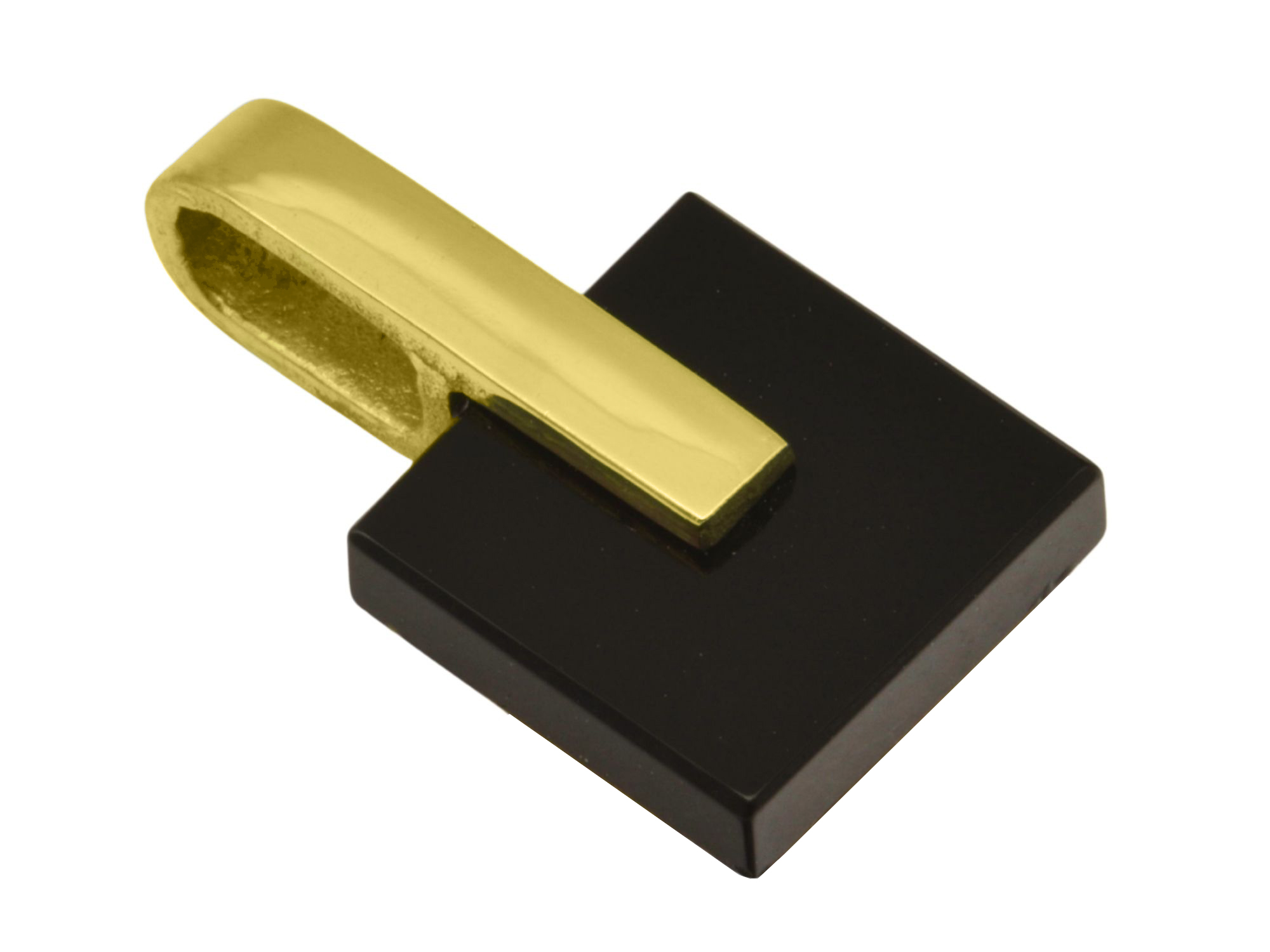 Anhänger Minimalistisch Onyx - Gelbgold poliert - Onyx Schwarz
