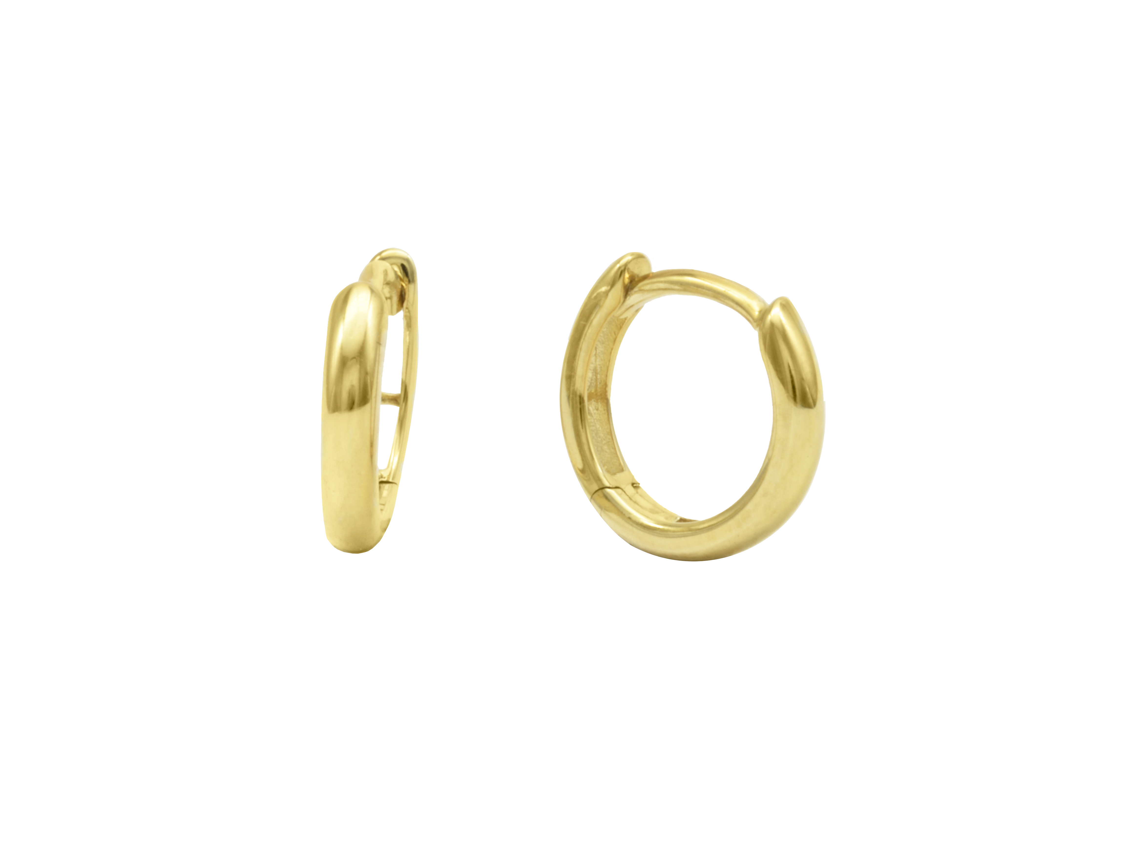 Creolen Klappscharnier aus Gelbgold 333 poliert, Durchmesser 1 cm, Hersteller Juwelier Harnisch, hochwertiges Design bis 15 mm für stilvolle Akzente.