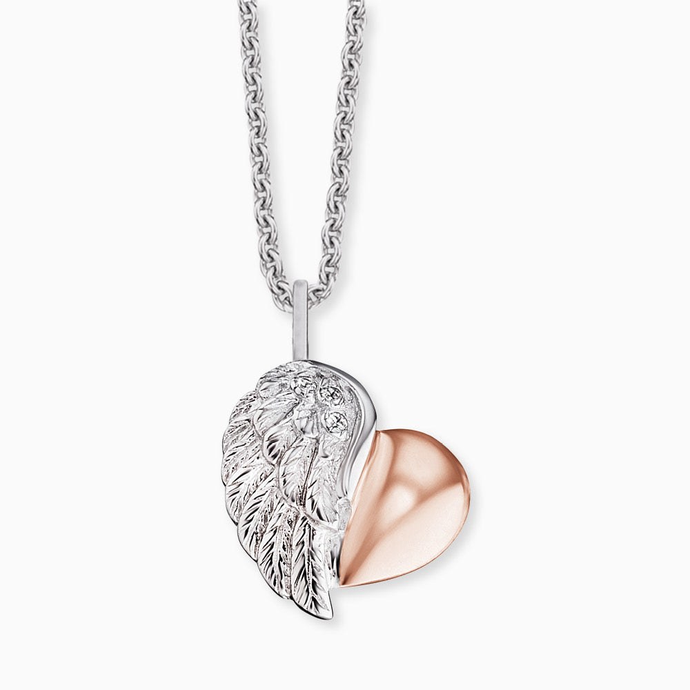 Engelsrufer LILHEARTWING Kette Herzflügel Bicolor mit Zirkonia - Roségold vergoldet auf Silber 40 cm – Ansicht 2
