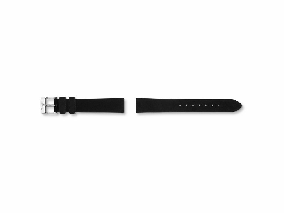Uhrenarmband von Thomas Sabo in Schwarz aus Satin mit einer Breite von 16 mm, ausgestattet mit einer silbernen Schließe, ideal für stilvolle Uhrenanpassungen.