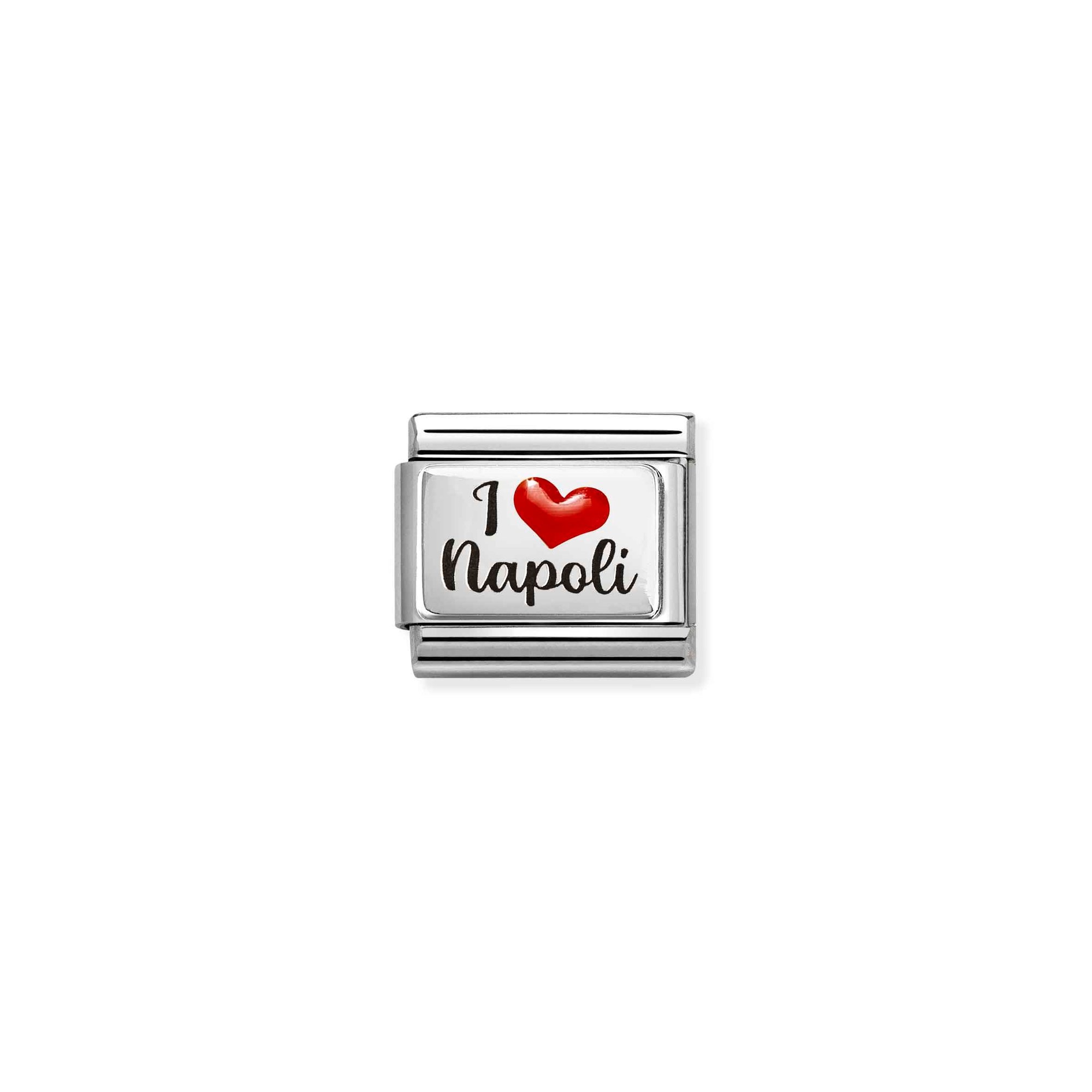 Nomination Composable Classic Charm I love Napoli - Edelstahl, Sterling Silber, Emaille