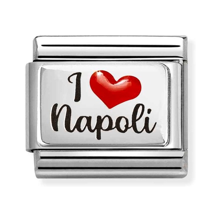 Nomination Composable Classic Charm I love Napoli - Edelstahl, Sterling Silber, Emaille
